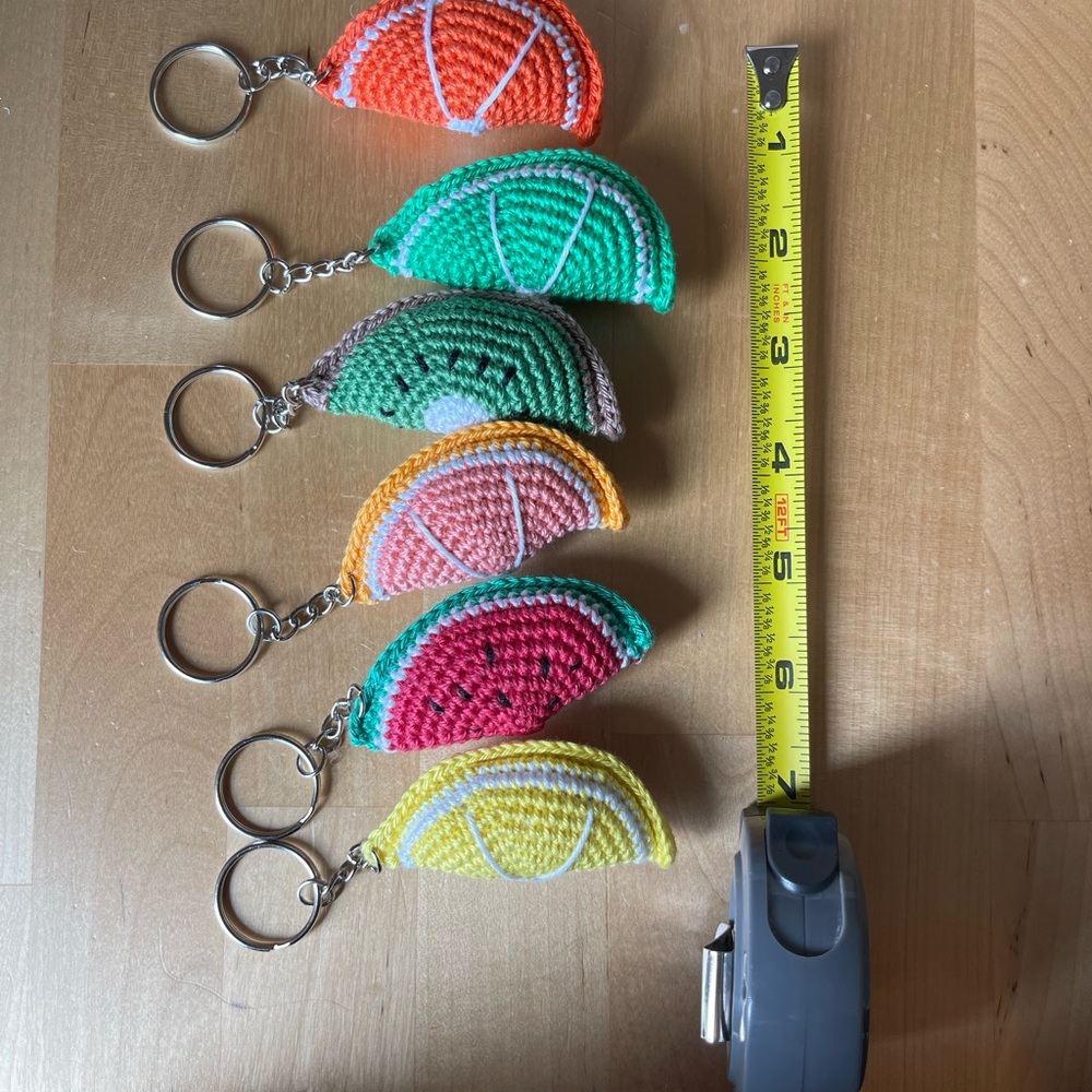 Handcrafted Fruit Slice Keychain Accessory - Summer Crochet Bag Charm Sunny - Picture 16 of 16